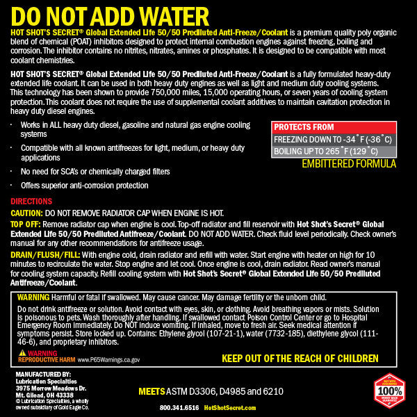 Red Antifreeze/Coolant Back Label