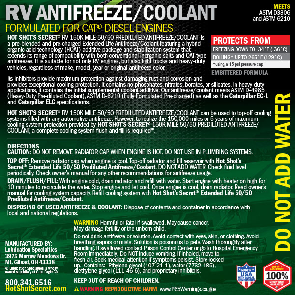 Red Antifreeze Coolant Back Label