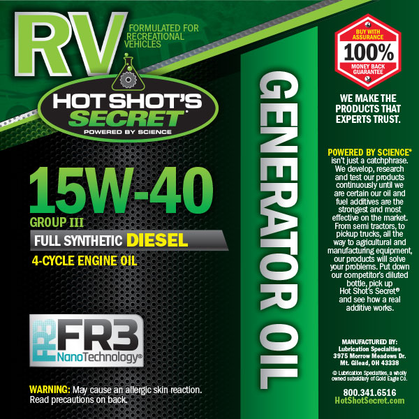 Generator Oil 15W-40 Front Label