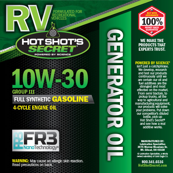 Generator Oil 10W-30 Front Label