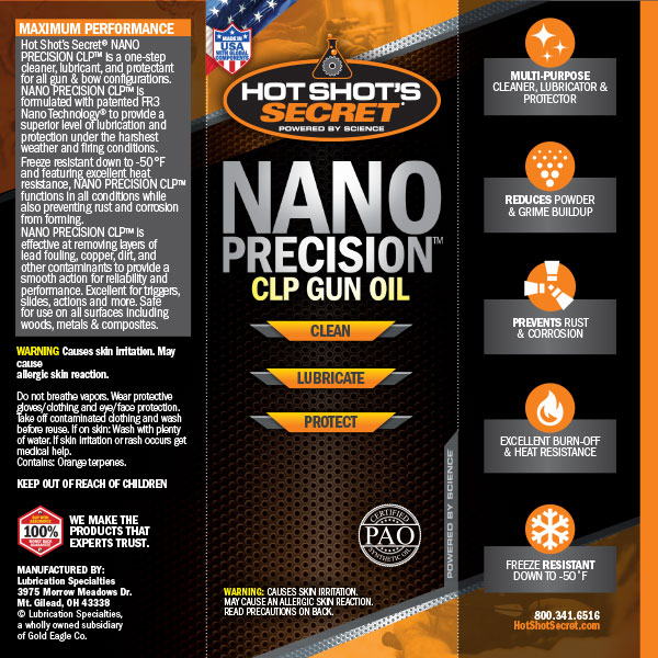 NanoPrecision SLP Gun Oil Label