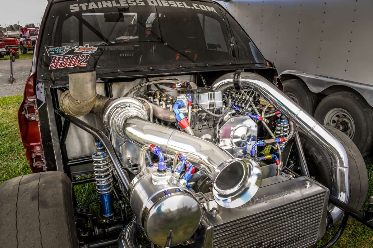 Stainless Diesel Drag Racing Truck with Cummins