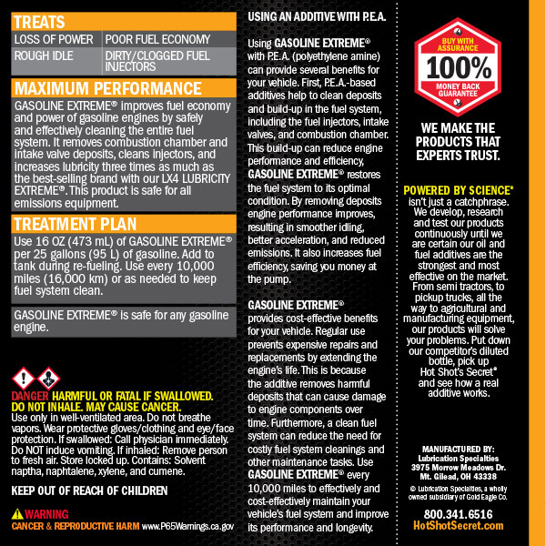 Gasoline Extreme Back Label